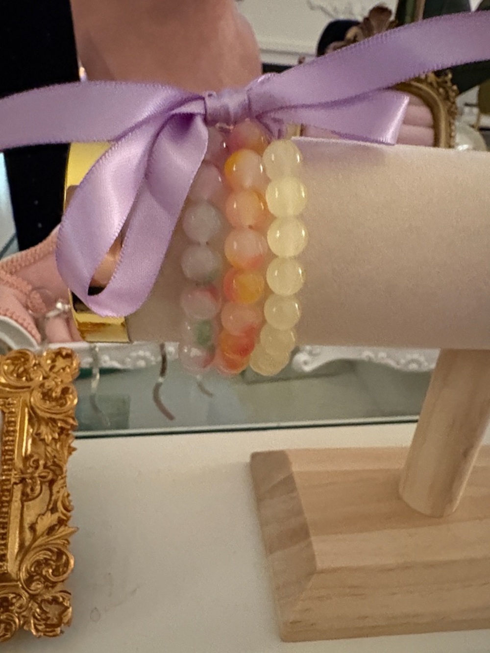 Pastel Beaded Stretch Bracelet Set - Yellow & Multicolor